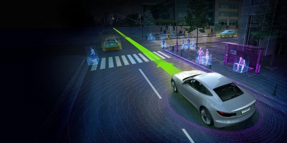 Superkomputer NVIDIA Drive PX2 mózgiem autonomicznych samochodów BIZNES, Motoryzacja - Firma NVIDIA na targach CES 2016 zaprezentowała swój nowy „superkomputer”, który ma obsługiwać niezwykle wymagające systemy znajdujące się w samojezdnych samochodach.